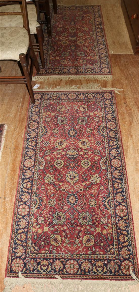 Pair red & blue rugs(-)